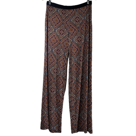 Bobeau Womens Pants Size Medium geometric stretch pull on Wide Leg fall autumn - Picture 1 of 10